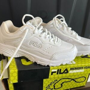 Fila All-White Memory Foam Sneakers